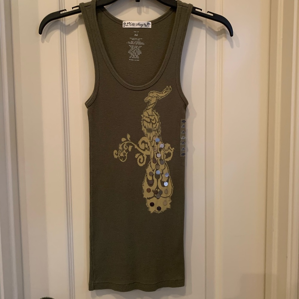 Old Navy Sequin Green Tank Top XS NWT